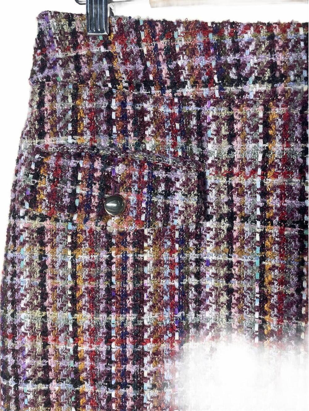 LOFT Tweed Mini Skirt Women's 8 Pockets Gingham Boxy - Picture 5 of 9
